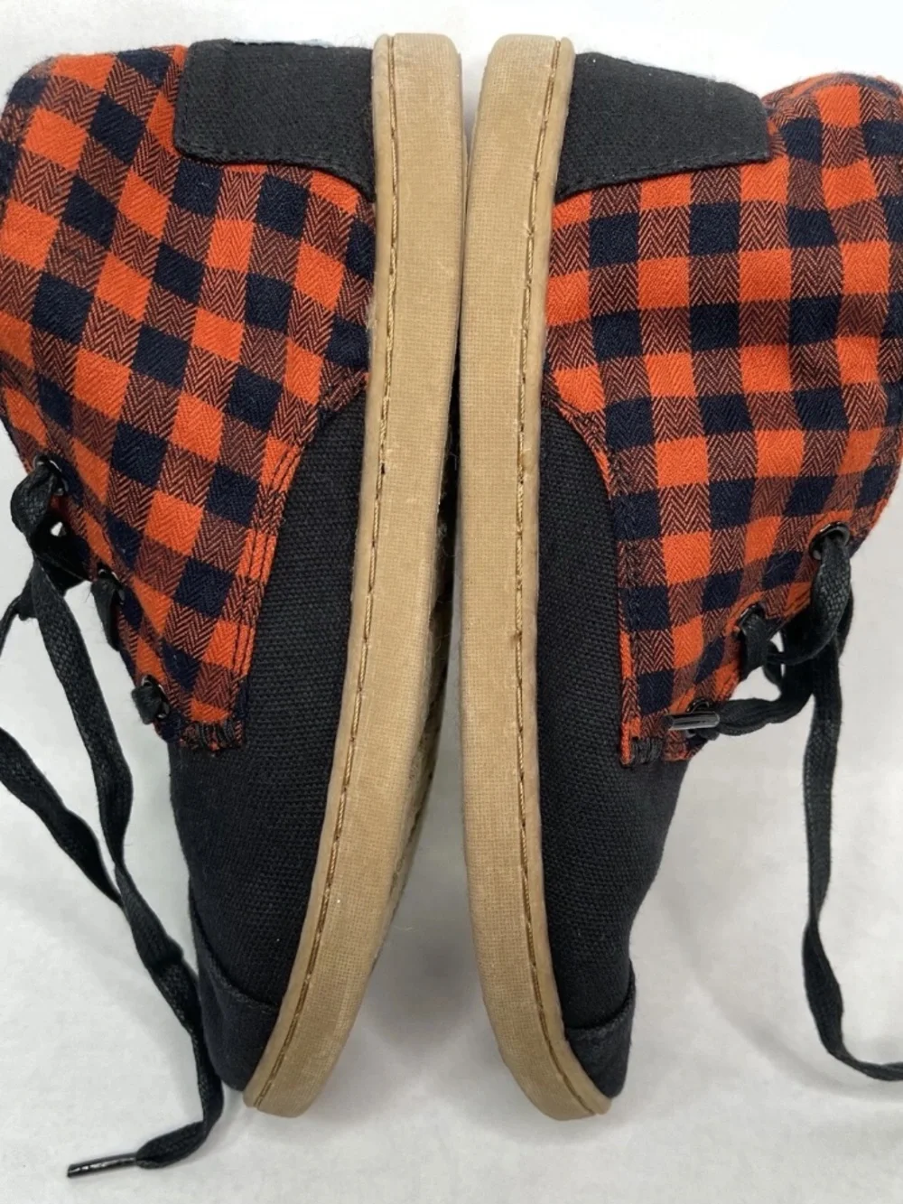 Toms Unisex Girls Boys Youth 340814 Black Orange Plaid Ankel Boot Shoes Sz. 4 Y